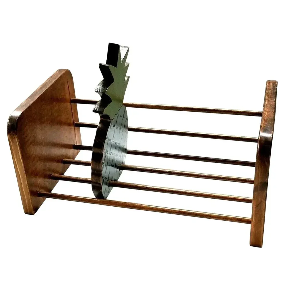 Vintage Handcrafted Wood Tabletop Book Shelf Pineapple Slider 15x9x5
